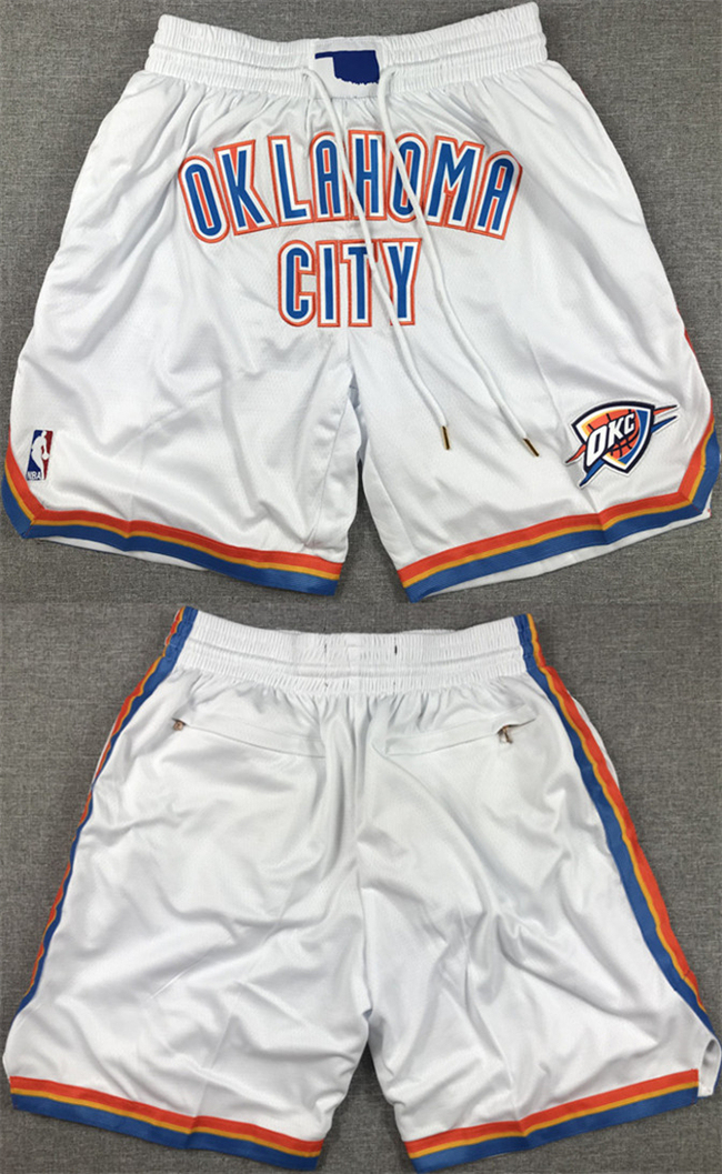 Men's Oklahoma City Thunder White Shorts (Run Small)